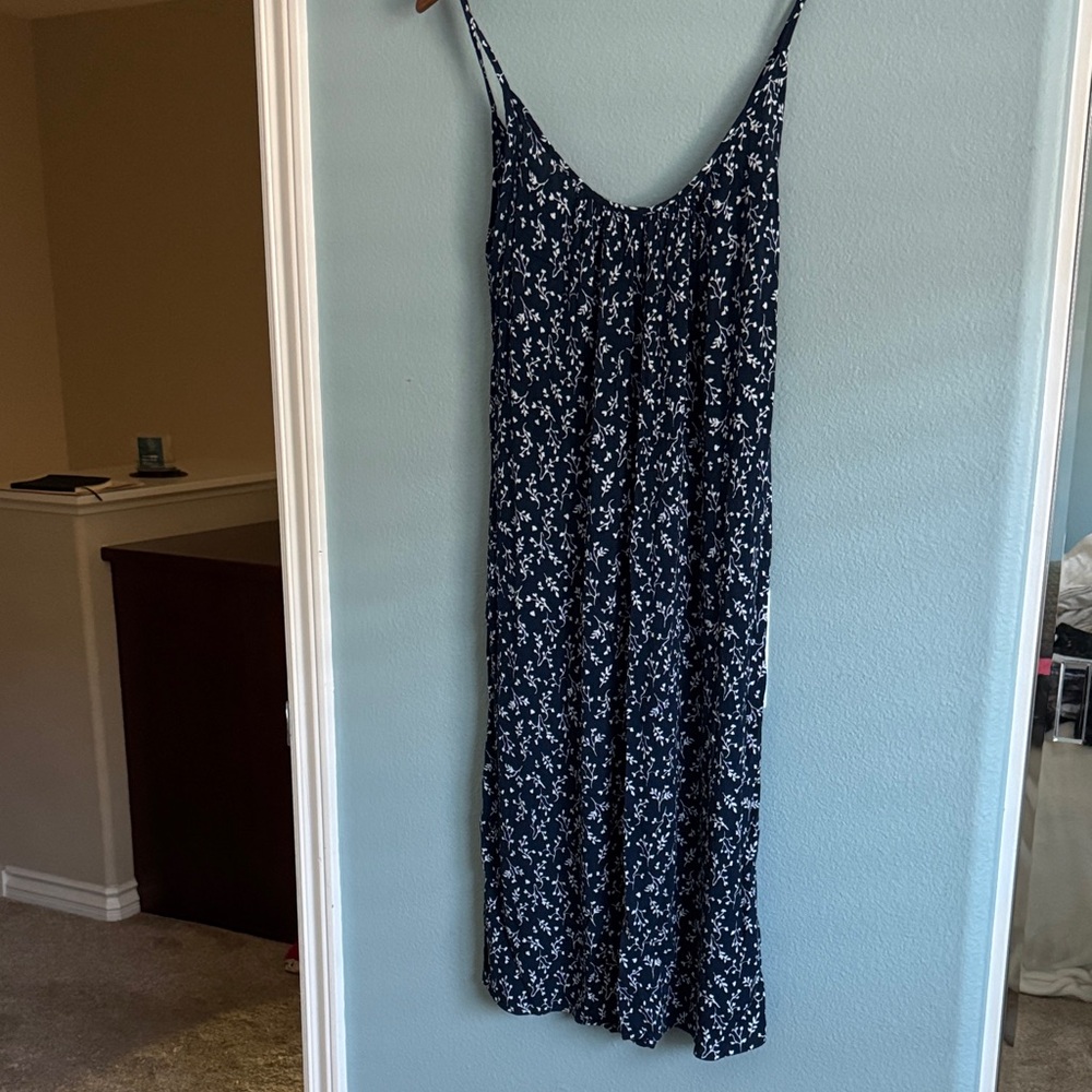 H&M Navy Blue Floral Maxi Dress
